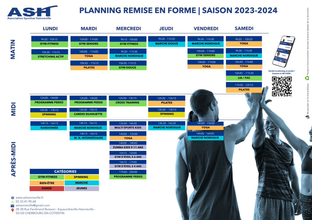 Planning des cours - Saison 2023-2024