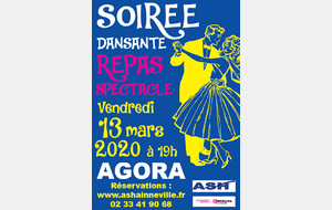 Soirée Dansante Vend 13 mars 2020 19h AGORA