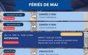 Fériés du mois de Mai