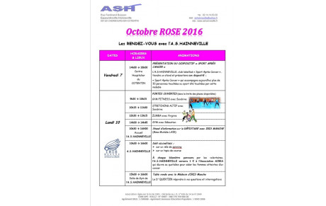 Octobre Rose : LUNDI 10 OCTOBRE -  PORTES OUVERTES et STAND IRIS MANCHE