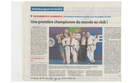 JUDO Article La Presse de la Manche du 31/10/2019