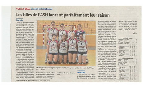 VOLLEY BALL Article La Presse de la Manche du 22/10/2019